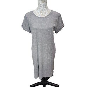 Pact Organic Cotton Gray Cuffed Short Sleeve Dress Pockets NWT Women's Medium
